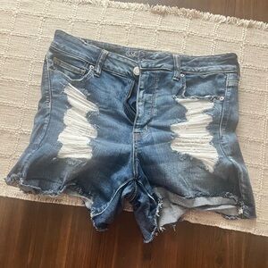 American Eagle Outfitters High Waist Distressed Denim Shorts